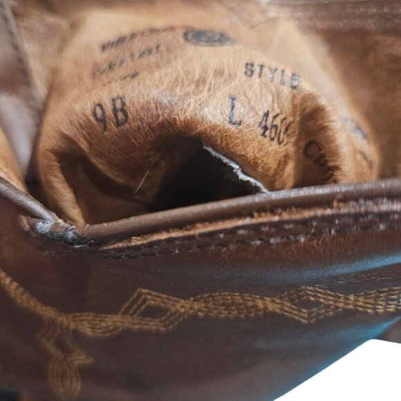 Justin Womens Brown Leather Western Boots With Embroidered Design Size 9 B Durab - Picture 8 of 11